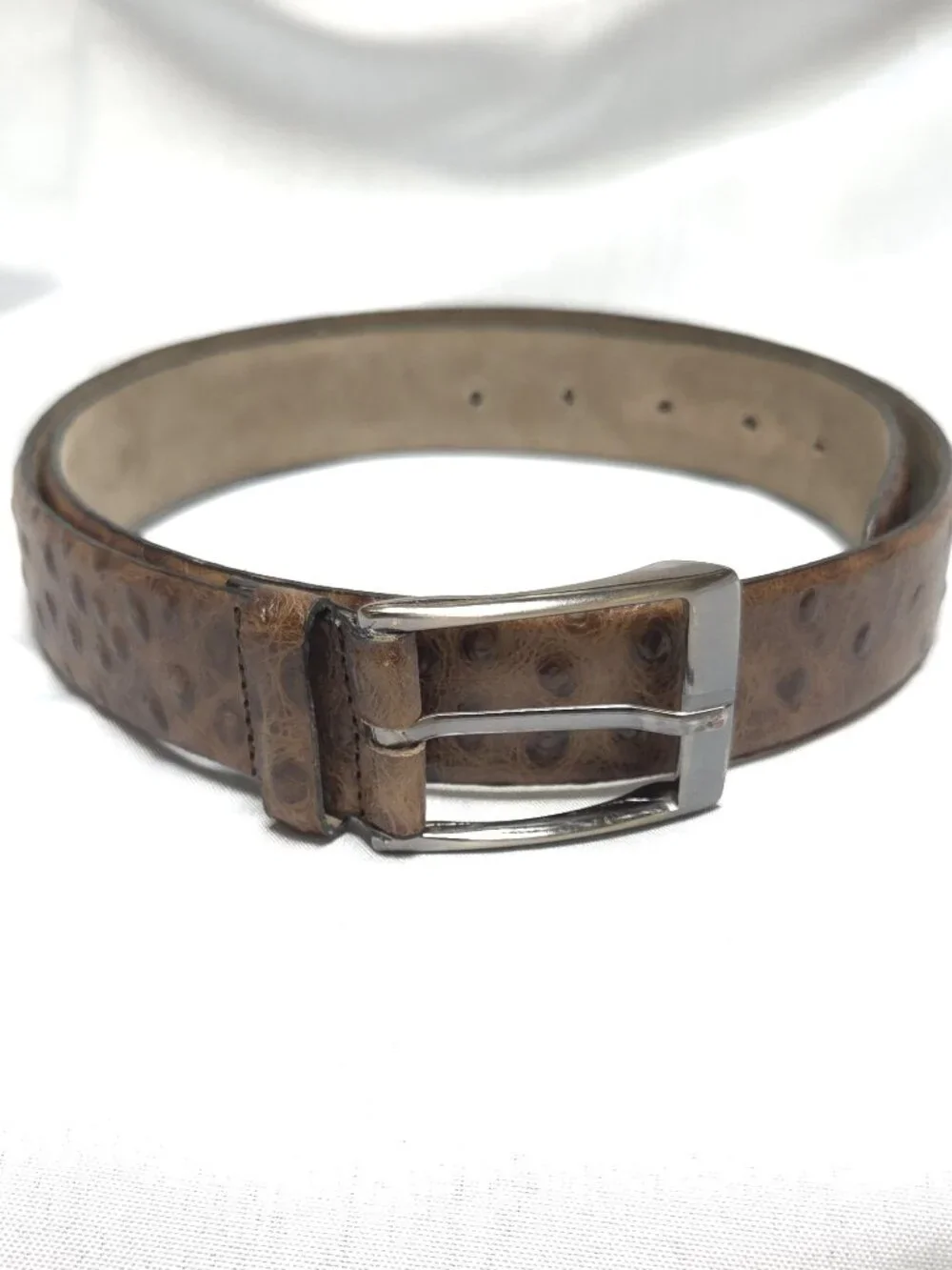 Mens Brown Ostrich Leather Belt